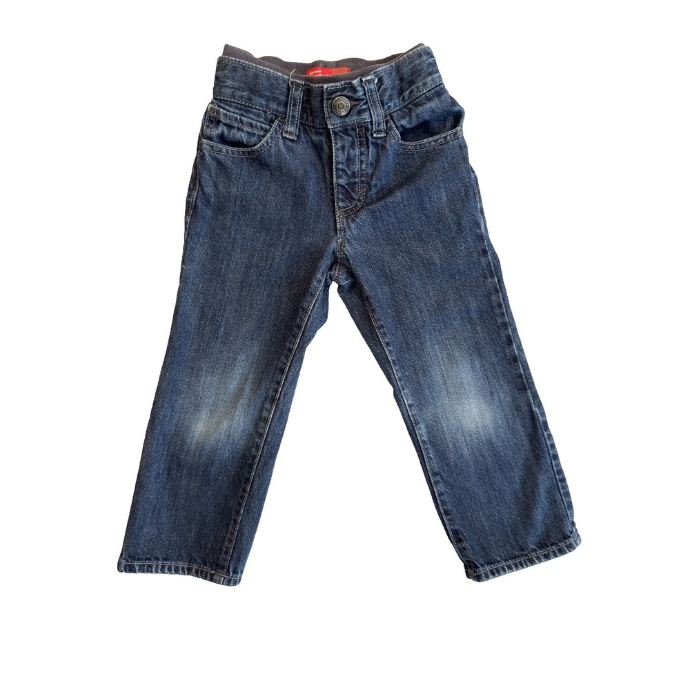 Old Navy Boys Toddler Jeans Dark Wash Rib Elastic Waist Denim 3T S/919587-01